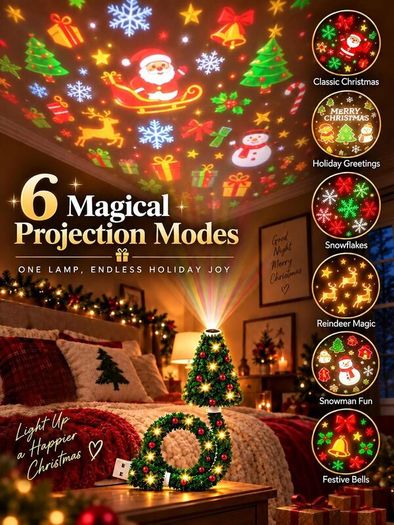 Christmas Tree Projector Night Light 6 Scenes 2 Pack