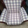 Vintage leather chair with Upholstered fabric twist Image 3