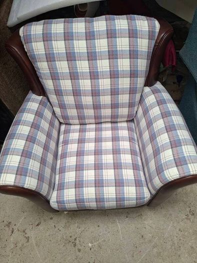 Vintage leather chair with Upholstered fabric twist