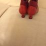 Red Leather & Suede Trim Boots Size 6 Image 3