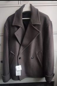 NWT Men's Zara Wool Peacoat Size L