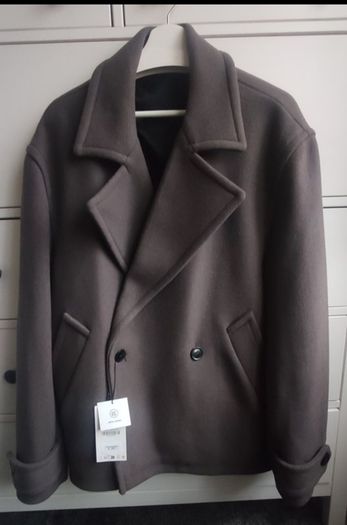 NWT Men's Zara Wool Peacoat Size L