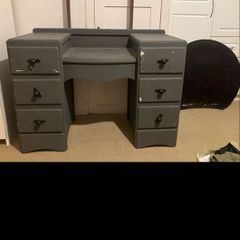 1930s Art Deco waterfall vanity desk