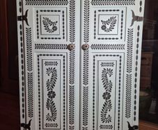 Bone Inlay Stenciled Cabinet