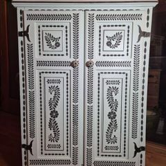Bone Inlay Stenciled Cabinet