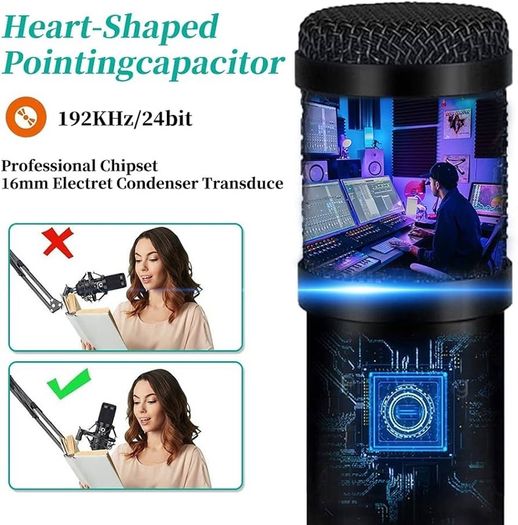 (FREE SHIPPING) USB Microphone, Studio Cardioid Condenser Microphone Kit for Gaming, Streaming, Podcasting, YouTube, Recording