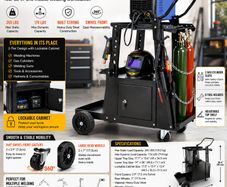 Heavy Duty Welding Cart with Lockable Cabinet and Gas Cylinder Storage