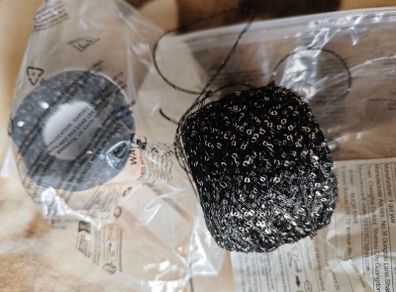 Black yarn with sequins