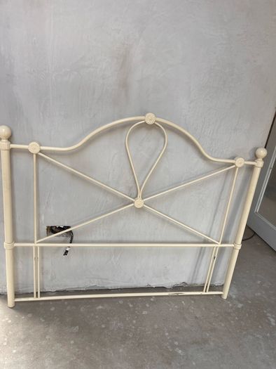 Double bed cream wrought iron headboard