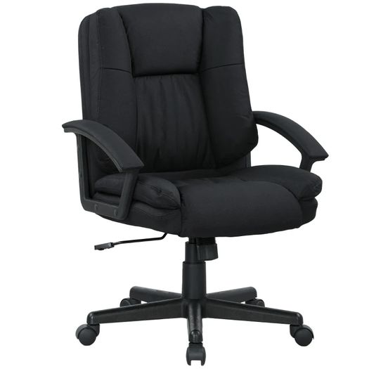 Linen-Look Padded Office Chair - Black
