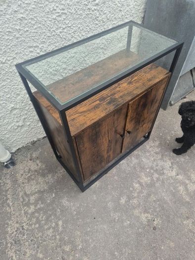 Industrial Style Sideboard with Glass Top