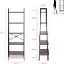 Ladder Shelf, 5-Tier Industrial Ladder Bookcase, Ladder Bookshelf Bookcase for Living Room, Office, Rustic Brown and Black, 56x32x172cm Image 2