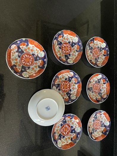 Imari Japanese porcelain hand painted saucers