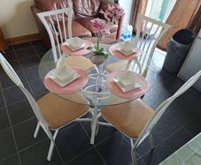 Beautifully Refurbished Glass-Top Dining Set & 4 Chairs