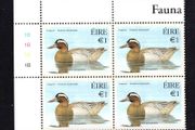2004 Ireland Fauna &amp; Flora Native Ducks E1 Garganey Commemorative Stamp Plate Block 1B1B1B1B1B Mint Never Hinged (MNH)