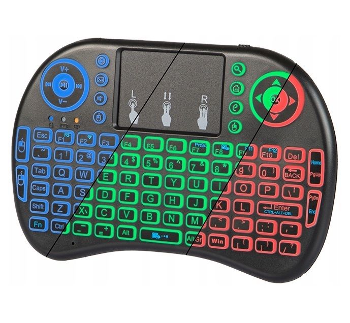 New Mini 2.4GHz Wireless Keyboard USB RGB LED Backlight Touchpad PC TV #1497