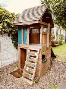 Selwood Olympia Wooden Playhouse, Slide and Climbing Wall