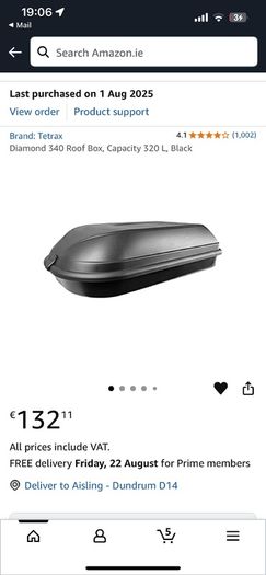 Brand new car roof box: 340 Roof Box, 320L, Black