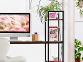 _Desk, combination with shelf, 4 storage compartments, for youth rooms & office, HBT: 121x120x62cm, brown / black 121 x 120 x 62 cm