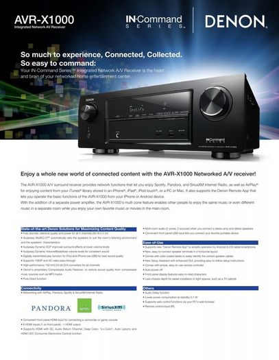 Denon AVR-X1000 surround network AV receiver