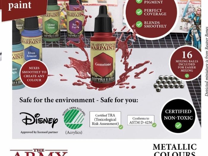 Metallic Colours Paint Set | 10 Acrylic Paints for Collectors in Wargames Miniature Model Painting