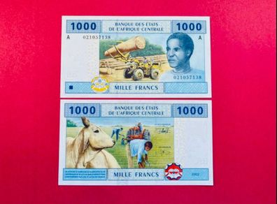 Central African States. 1000 Francs  2002  Pick 407a  ( A ) Gabon. ( Uncirculated )