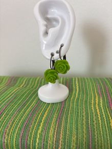 Green Rose Earrings