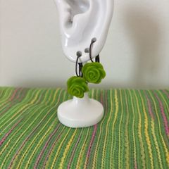 Green Rose Earrings