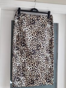 Per Una Leopard Print Midi Pencil Skirt Sz 14UK