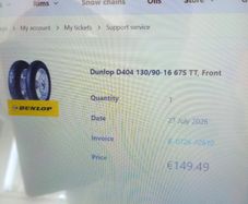 Motorbike front tyre d404 dunlop