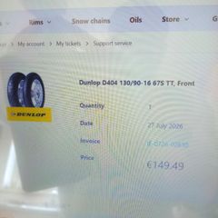 Motorbike front tyre d404 dunlop