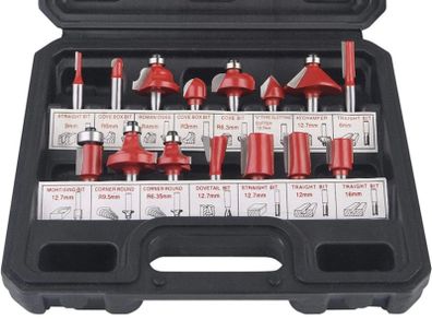 flintronic Router Bit Set, 15PCS 6.35mm 1/4 Inch Shank Tungsten Carbide Tipped Router Bit Set | Wood Milling Saw Cutter | Woodworking Tools Kit with Plastic Case for Home & DIY (FREE POSTAGE)