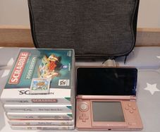 Nintendo 3DS Pearl Pink Console Bundle + Charger, Travel Case & 6 Classic Games!