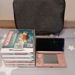 Nintendo 3DS Pearl Pink Console Bundle + Charger, Travel Case & 6 Classic Games!