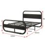 King Size Bed Frame with Headboard,150x200 Oval-Shaped Platform Bed Frame with Under-Bed Storage,Steel Slats Mattress Foundation Round Pipe Design,Black Image 9
