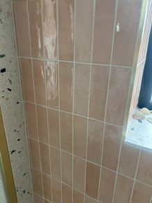 Pink flamenco subway tile