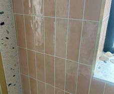 Pink flamenco subway tile