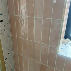 Pink flamenco subway tile