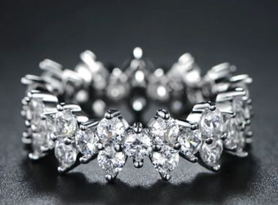 Sterling Silver White Ice Ring