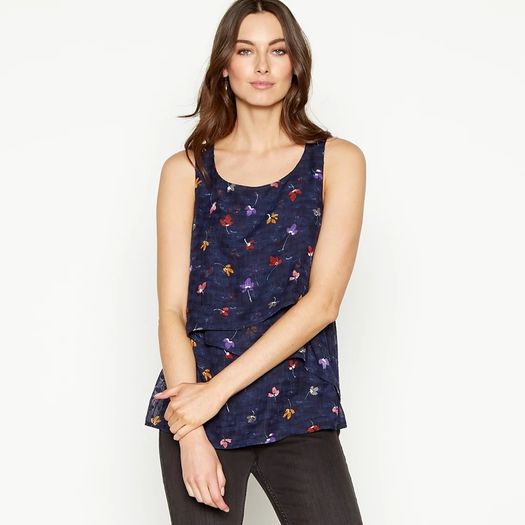 PLUS SIZE (22) John Rocha Navy Floral Top. New