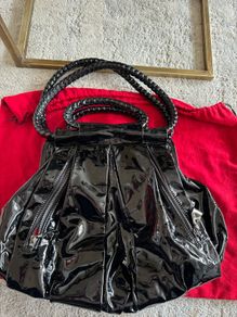 Rare Vintage Christian Louboutin Loubinette hobo black patent leather bag