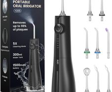 Water Flosser Pick for Teeth & Braces: 8 Jet Tips Cordless Oral Irrigator with 300ML, 5 Modes Portable Power Dental Flossers, IPX7 Waterproof Rechargeable Electric Waterflosser Machine