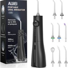 Water Flosser Pick for Teeth & Braces: 8 Jet Tips Cordless Oral Irrigator with 300ML, 5 Modes Portable Power Dental Flossers, IPX7 Waterproof Rechargeable Electric Waterflosser Machine