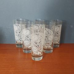 Fabulous Set of Six Vintage Irish Mist Celtic Design Etched/Frosted Highball Glasses, Made in Italy, Mint Condition