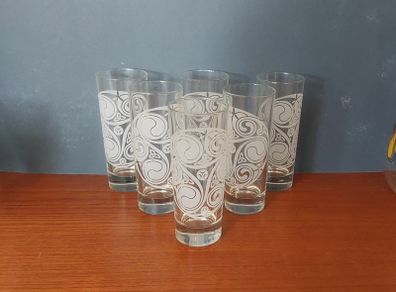 Fabulous Set of Six Vintage Irish Mist Celtic Design Etched/Frosted Highball Glasses, Made in Italy, Mint Condition