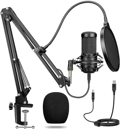 (FREE SHIPPING) USB Microphone, Studio Cardioid Condenser Microphone Kit for Gaming, Streaming, Podcasting, YouTube, Recording