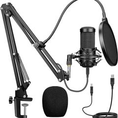 (FREE SHIPPING) USB Microphone, Studio Cardioid Condenser Microphone Kit for Gaming, Streaming, Podcasting, YouTube, Recording
