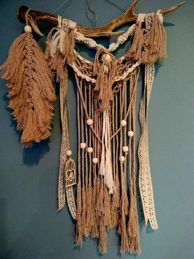 unique macrame with  antler