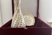 Large Hand Painted Yildiz Palace Porcelain Bottle and Plate Set. Boxed 2016
