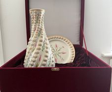 Large Hand Painted Yildiz Palace Porcelain Bottle and Plate Set. Boxed 2016